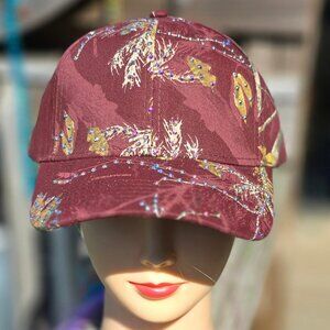 Ladies Maroon Camo BLING Hat NEW